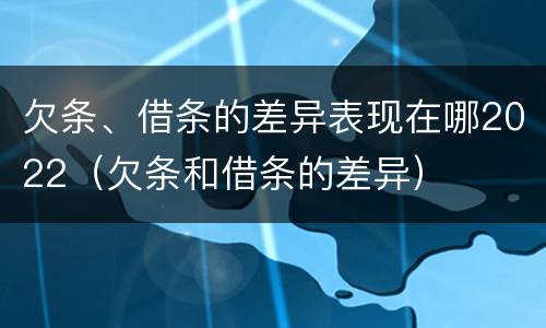 欠条、借条的差异表现在哪2022（欠条和借条的差异）