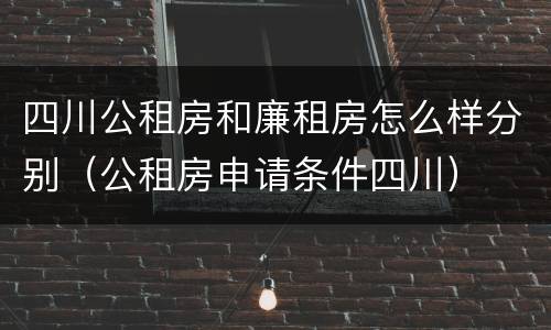 四川公租房和廉租房怎么样分别（公租房申请条件四川）