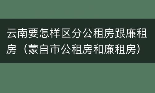 云南要怎样区分公租房跟廉租房（蒙自市公租房和廉租房）