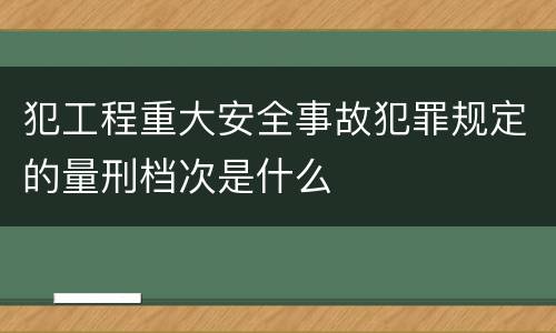 犯工程重大安全事故犯罪规定的量刑档次是什么
