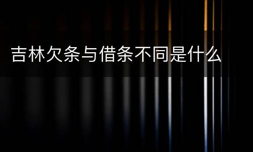 吉林欠条与借条不同是什么