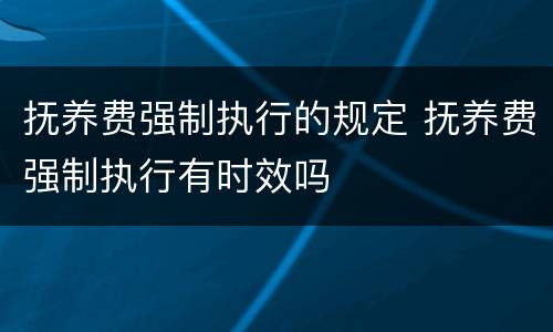 抚养费强制执行的规定 抚养费强制执行有时效吗