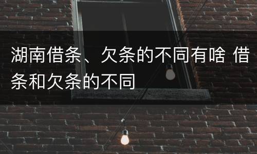 湖南借条、欠条的不同有啥 借条和欠条的不同