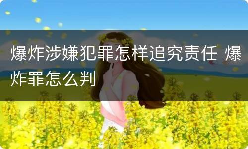 爆炸涉嫌犯罪怎样追究责任 爆炸罪怎么判