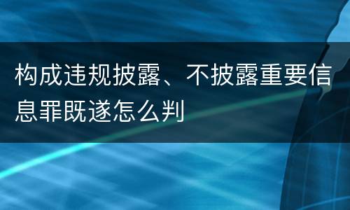 构成违规披露、不披露重要信息罪既遂怎么判