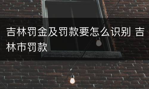 吉林罚金及罚款要怎么识别 吉林市罚款