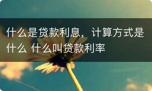 什么是贷款利息，计算方式是什么 什么叫贷款利率