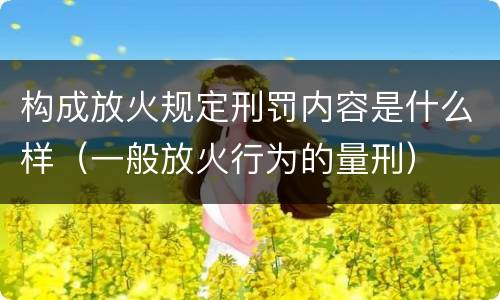 构成放火规定刑罚内容是什么样（一般放火行为的量刑）