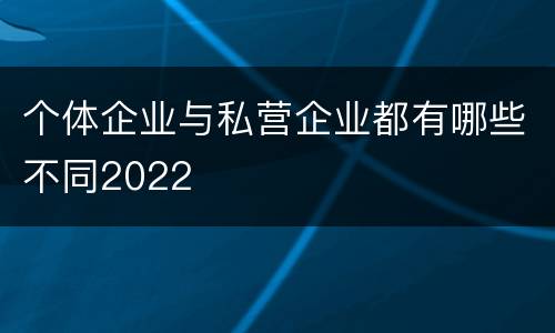 个体企业与私营企业都有哪些不同2022