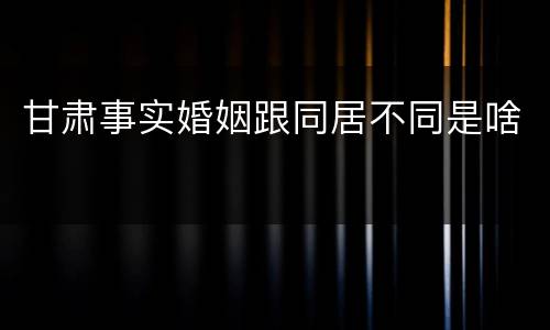 甘肃事实婚姻跟同居不同是啥
