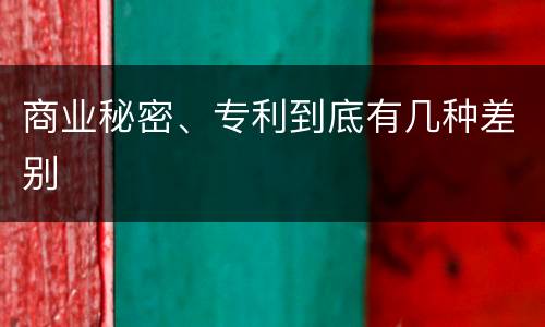 商业秘密、专利到底有几种差别