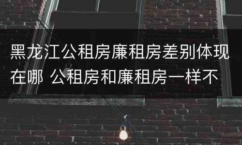 黑龙江公租房廉租房差别体现在哪 公租房和廉租房一样不