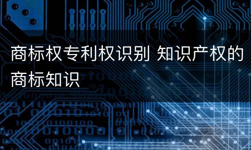 商标权专利权识别 知识产权的商标知识