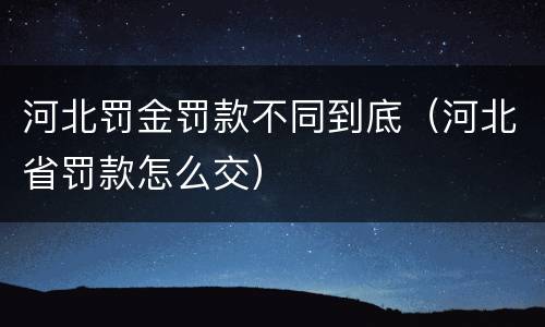 河北罚金罚款不同到底（河北省罚款怎么交）