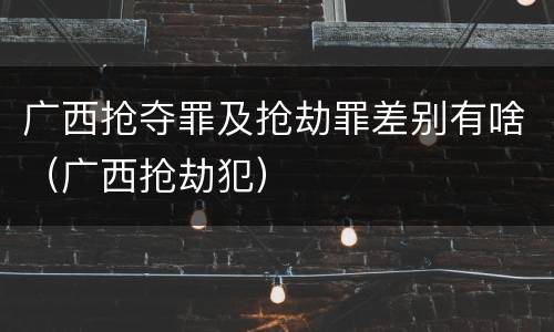 广西抢夺罪及抢劫罪差别有啥（广西抢劫犯）