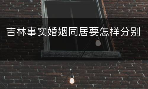 吉林事实婚姻同居要怎样分别
