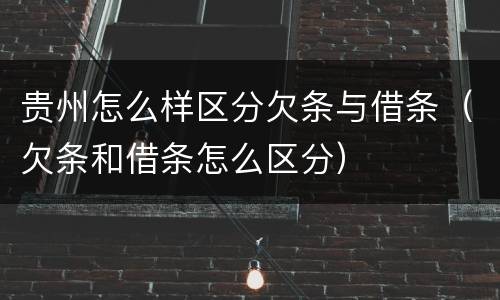 贵州怎么样区分欠条与借条（欠条和借条怎么区分）