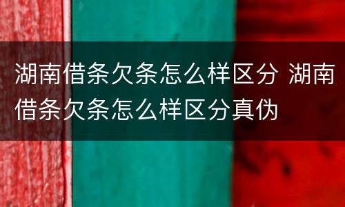 湖南借条欠条怎么样区分 湖南借条欠条怎么样区分真伪