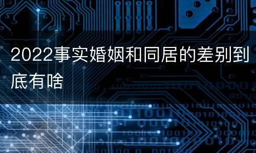 2022事实婚姻和同居的差别到底有啥