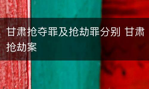 甘肃抢夺罪及抢劫罪分别 甘肃抢劫案