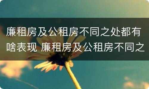 廉租房及公租房不同之处都有啥表现 廉租房及公租房不同之处都有啥表现呢