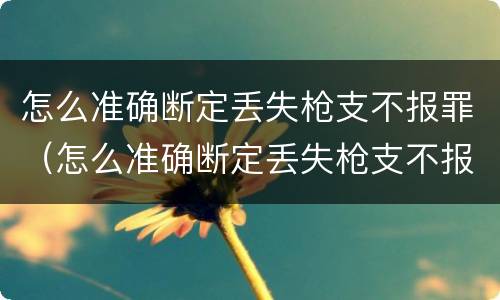 怎么准确断定丢失枪支不报罪（怎么准确断定丢失枪支不报罪呢）