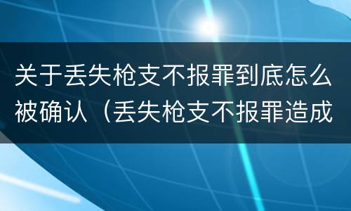 关于丢失枪支不报罪到底怎么被确认（丢失枪支不报罪造成严重后果）