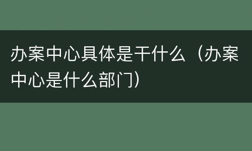 办案中心具体是干什么（办案中心是什么部门）