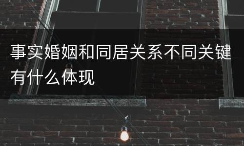 事实婚姻和同居关系不同关键有什么体现