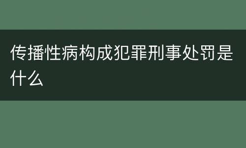 传播性病构成犯罪刑事处罚是什么