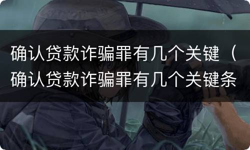 确认贷款诈骗罪有几个关键（确认贷款诈骗罪有几个关键条件）