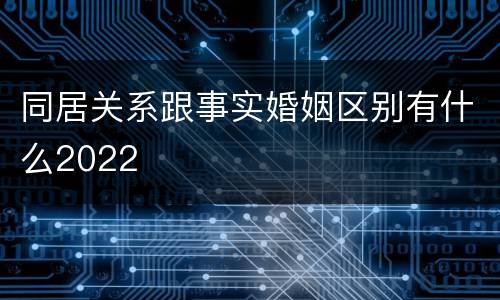 同居关系跟事实婚姻区别有什么2022
