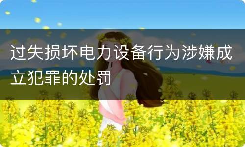 过失损坏电力设备行为涉嫌成立犯罪的处罚