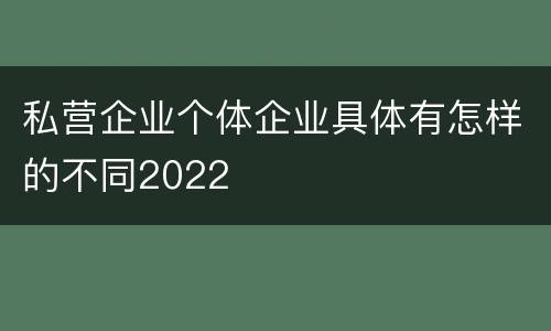 私营企业个体企业具体有怎样的不同2022