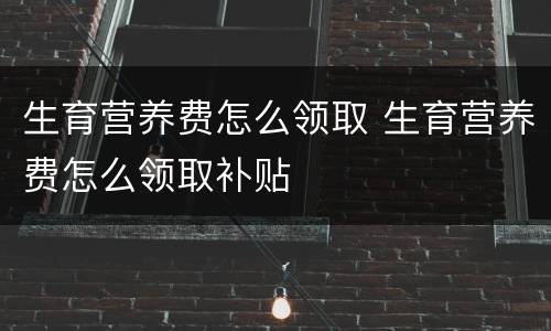 生育营养费怎么领取 生育营养费怎么领取补贴