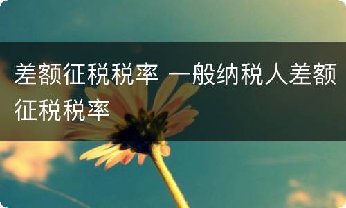 差额征税税率 一般纳税人差额征税税率