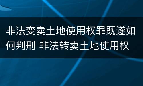 非法变卖土地使用权罪既遂如何判刑 非法转卖土地使用权