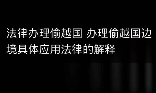 法律办理偷越国 办理偷越国边境具体应用法律的解释
