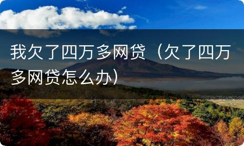 我欠了四万多网贷（欠了四万多网贷怎么办）