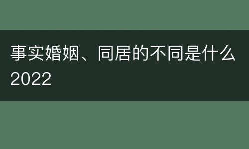 事实婚姻、同居的不同是什么2022