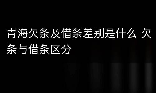 青海欠条及借条差别是什么 欠条与借条区分