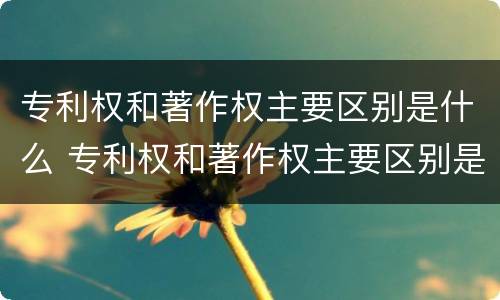 专利权和著作权主要区别是什么 专利权和著作权主要区别是什么呢