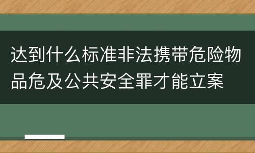 达到什么标准非法携带危险物品危及公共安全罪才能立案