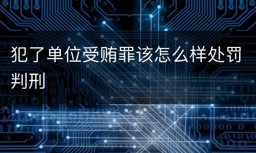 犯了单位受贿罪该怎么样处罚判刑