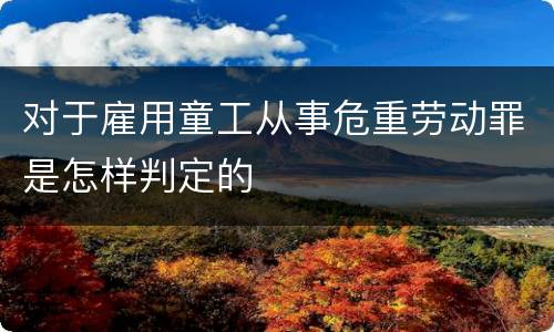 对于雇用童工从事危重劳动罪是怎样判定的