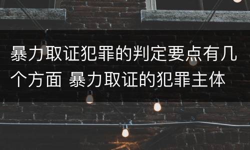 暴力取证犯罪的判定要点有几个方面 暴力取证的犯罪主体