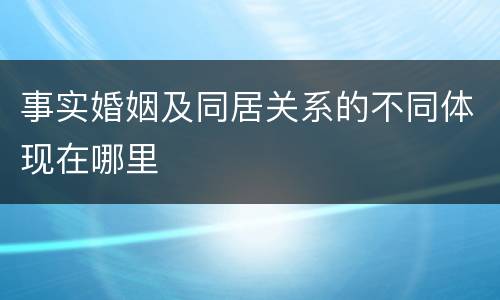 事实婚姻及同居关系的不同体现在哪里