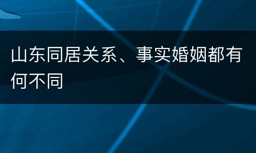 山东同居关系、事实婚姻都有何不同