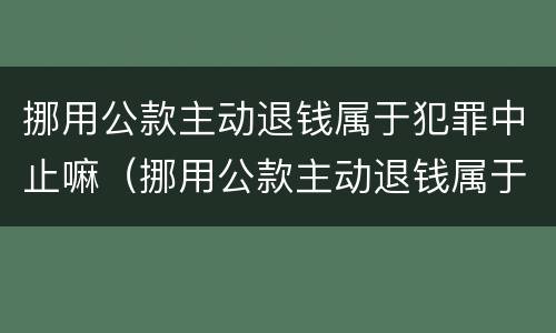 挪用公款主动退钱属于犯罪中止嘛（挪用公款主动退钱属于犯罪中止嘛为什么）