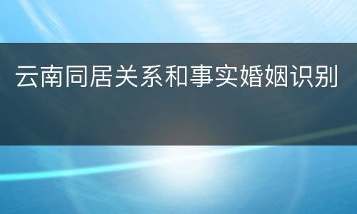 云南同居关系和事实婚姻识别